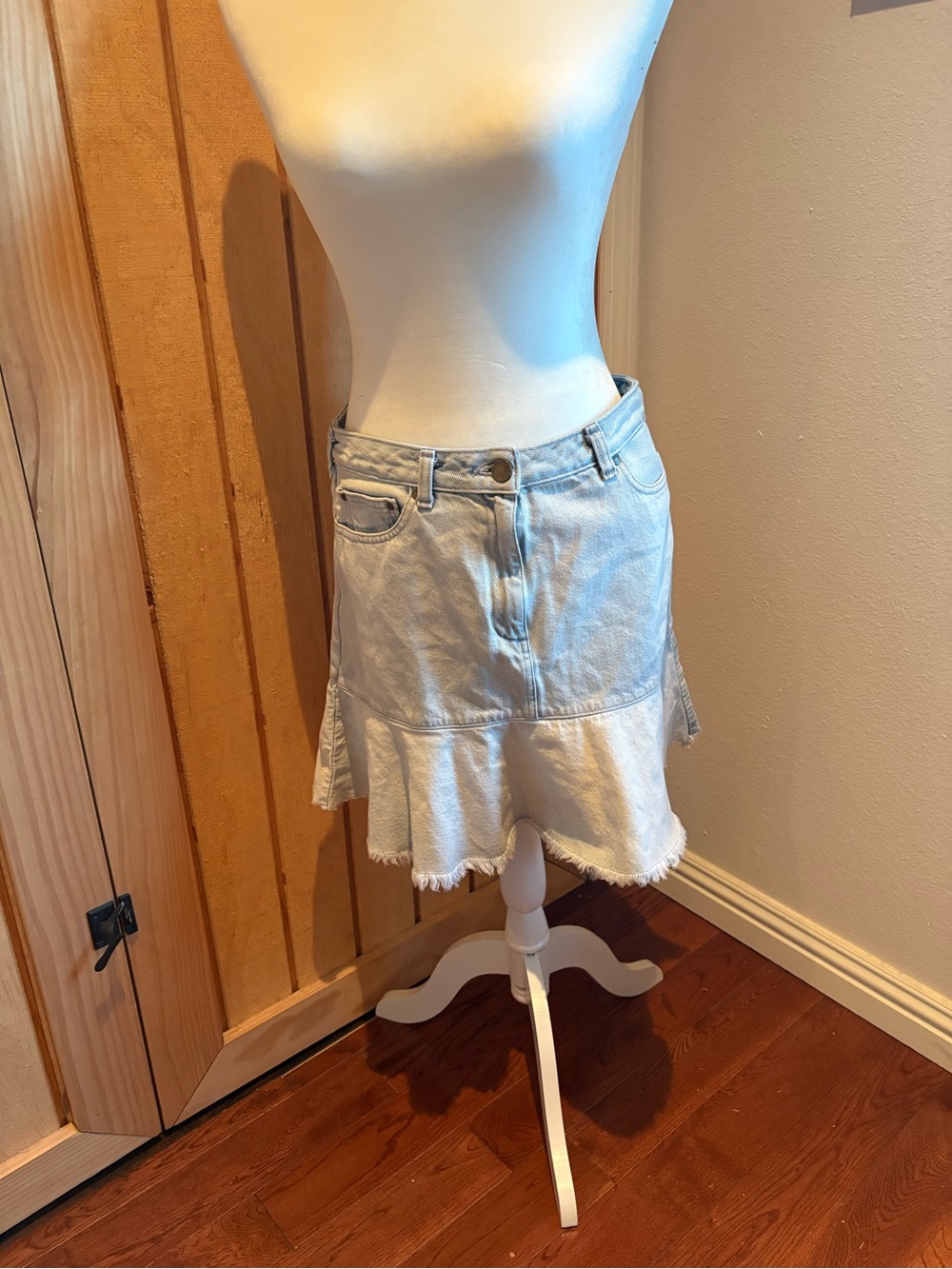 Michael Kors Light Wash Denim Mermaid Mini Skirt